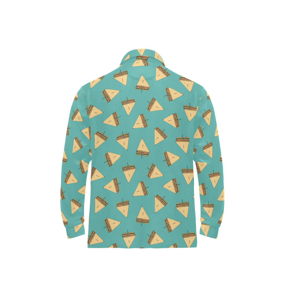 Sandwich Pattern Print Design 03 Men's Long Sleeve Polo Shirt