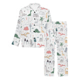 Cute cartoon dinosaurs tree pattern Men's Long Pajama Set