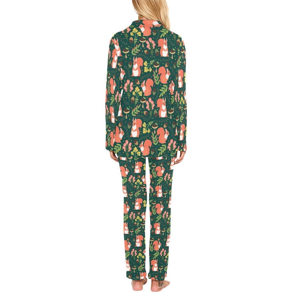 Squirrel Pattern Print Design 03 Women's Long Pajama Set