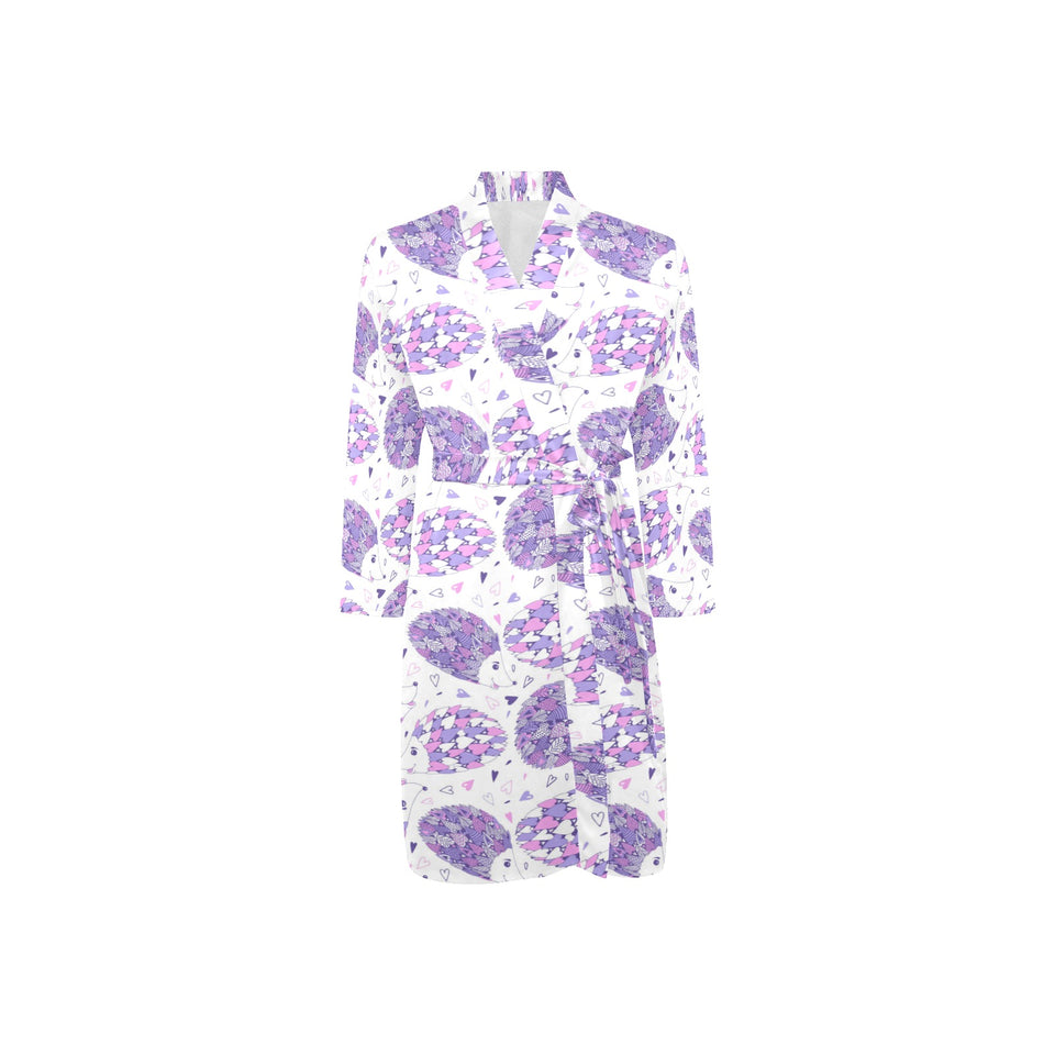 Hedgehog Pattern Print Design 05 Men's Long Sleeve Belted Night Robe
