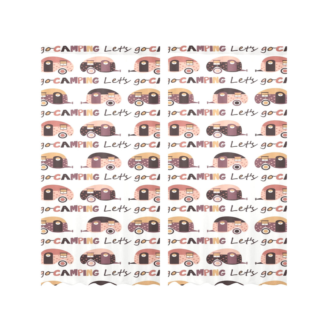 Camper Van Pattern Print Design 01 Gauze Curtain