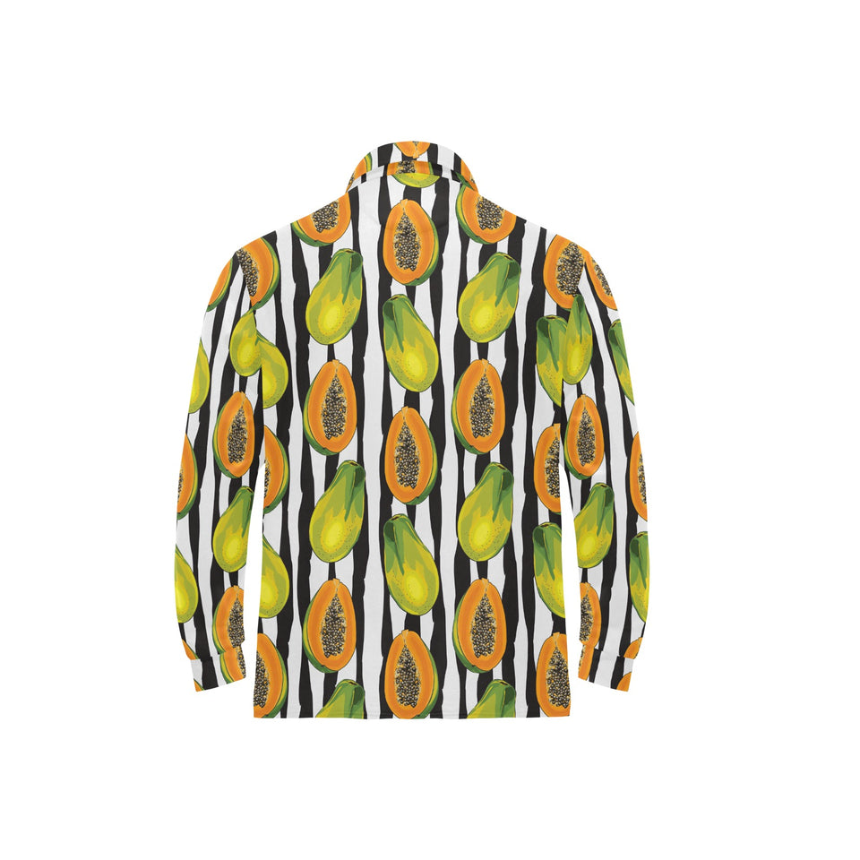 papaya design pattern Men's Long Sleeve Polo Shirt