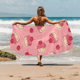 Cake cherry pattern Beach Towel