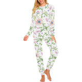 Beautiful pink lotus waterlily leaves pattern Women's All Over Print Pajama Set