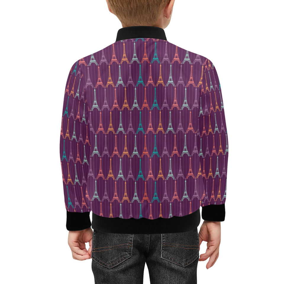 Eiffel Tower Pattern Print Design 05 Kids' Boys' Girls' Bomber Jacket