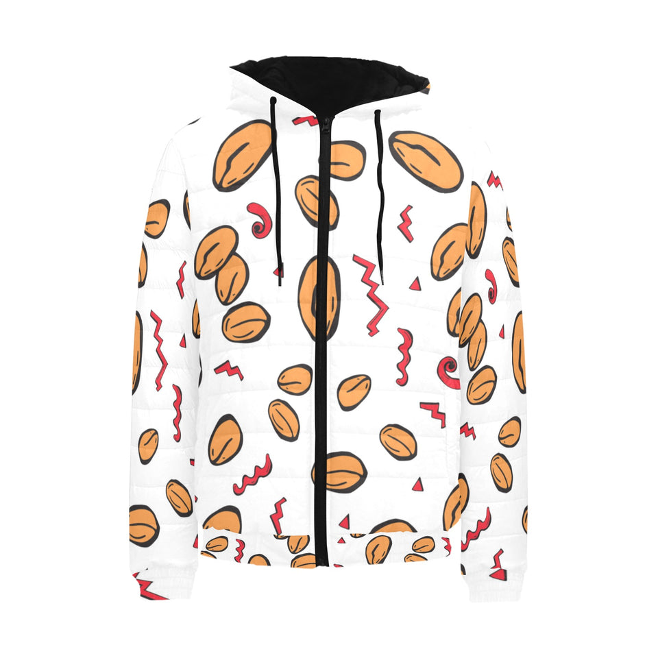 peanuts pattern background Men's Padded Hooded Jacket