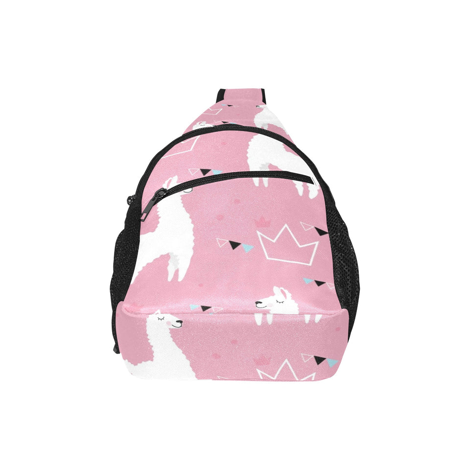 Llama Alpaca pink background All Over Print Chest Bag