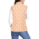 Engine Piston Cream Background Pattern Design 04 Women's Padded Vest