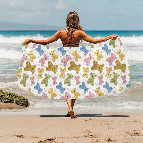 Teddy Bear Pattern Print Design 01 Beach Towel