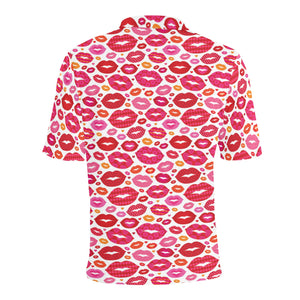 Lips Pattern Print Design 01 Men's All Over Print Polo Shirt