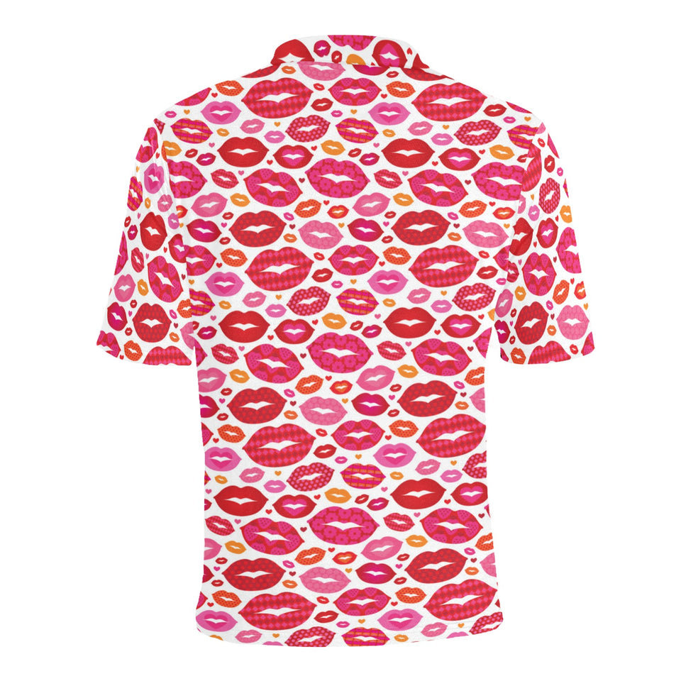 Lips Pattern Print Design 01 Men's All Over Print Polo Shirt