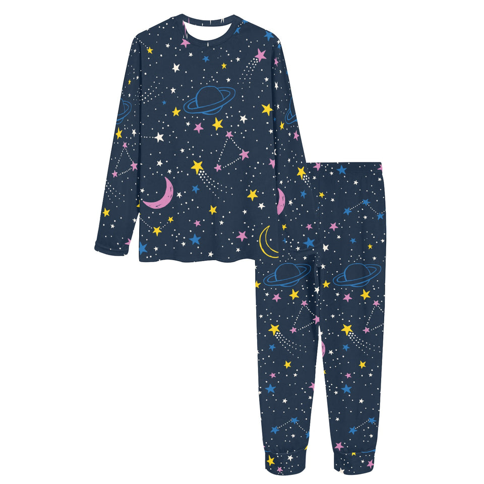 space pattern with planets, comets, constellations Women's All Over Print Pajama Set