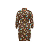 Snail Pattern Print Design 03 Men's Long Sleeve Belted Night Robe