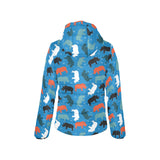 Colorful rhino pattern Women's Padded Hooded Jacket