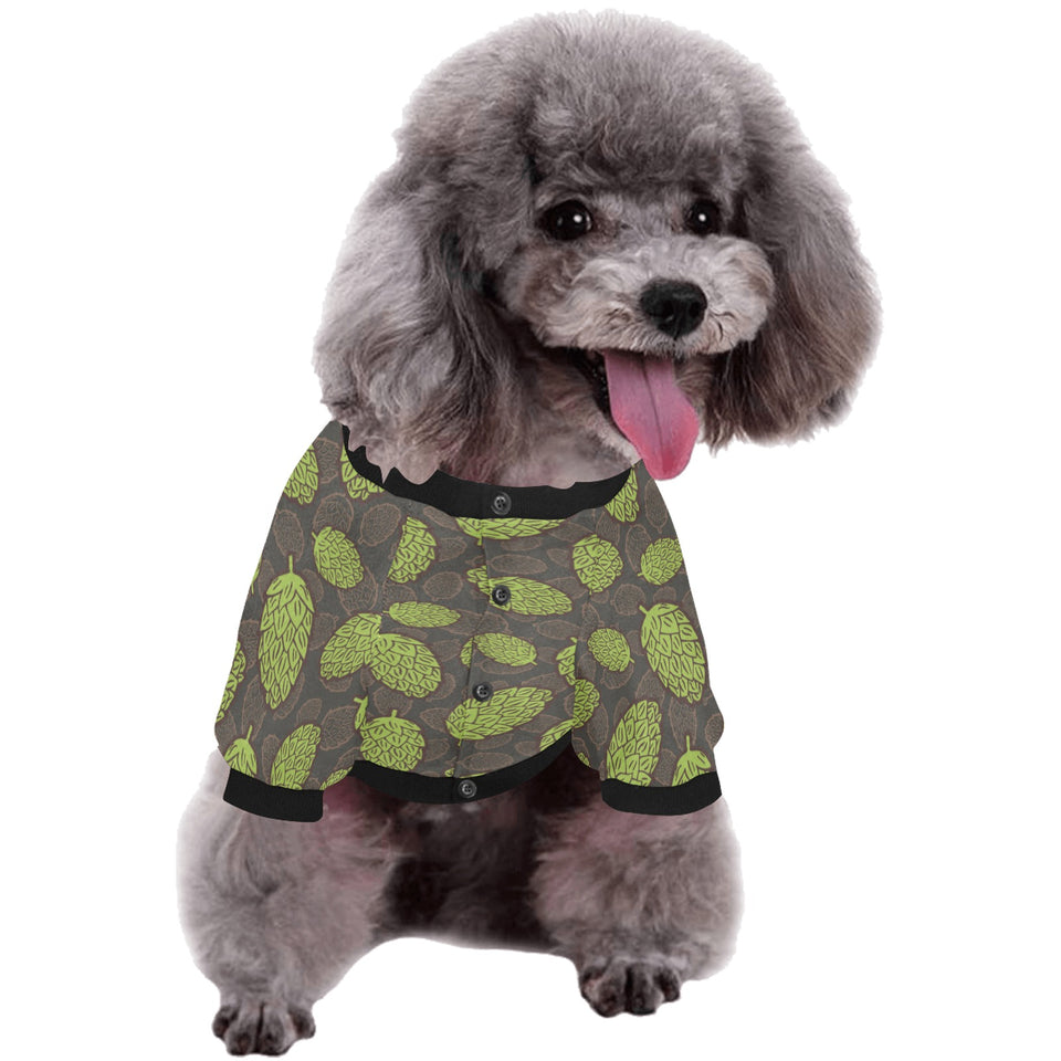 Hop pattern black background All Over Print Pet Dog Round Neck Fuzzy Shirt