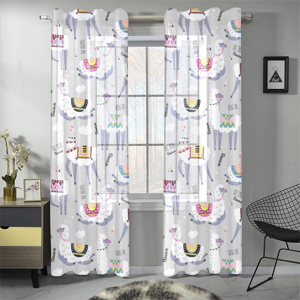 Cute Llama Alpaca pattern Gauze Curtain