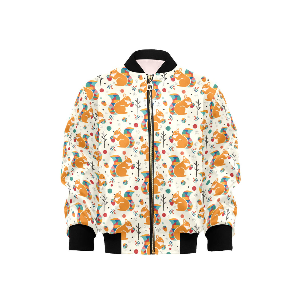 Squirrel Pattern Print Design 04 Kids' Boys' Girls' Bomber Jacket