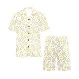 Tennis Pattern Print Design 02 Men's V-Neck Short Pajama Set
