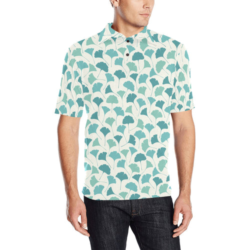 Green ginkgo leaves pattern Men's All Over Print Polo Shirt