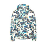 Japanese wave pattern Kids' Boys' Girls' Padded Hooded Jacket