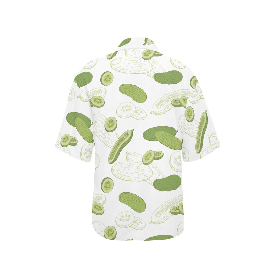 Cucumber sketch pattern Women's All Over Print Hawaiian Shirt