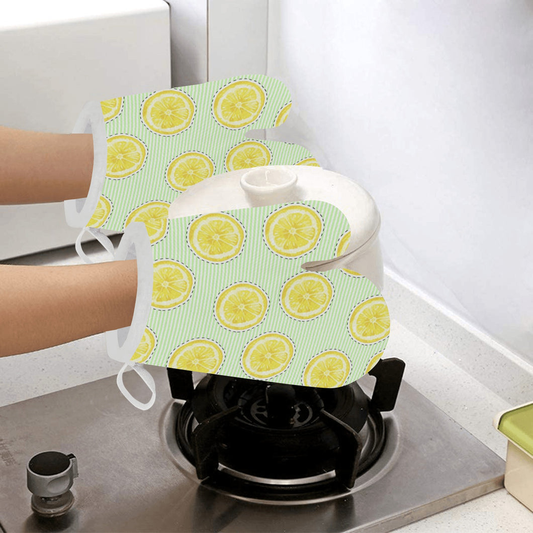 slice of lemon pattern Heat Resistant Oven Mitts
