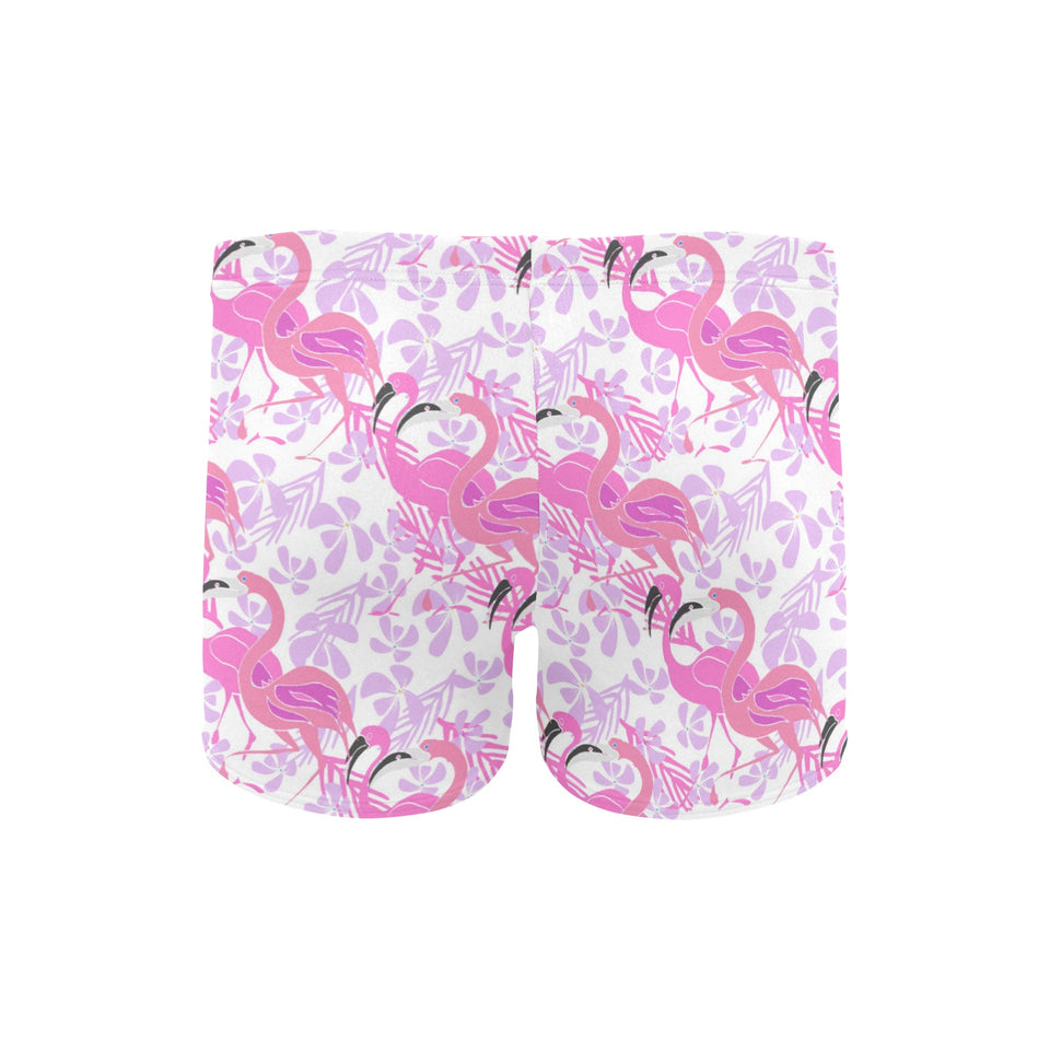 Pink flamingo flower pattern Men's Swimming Trunks