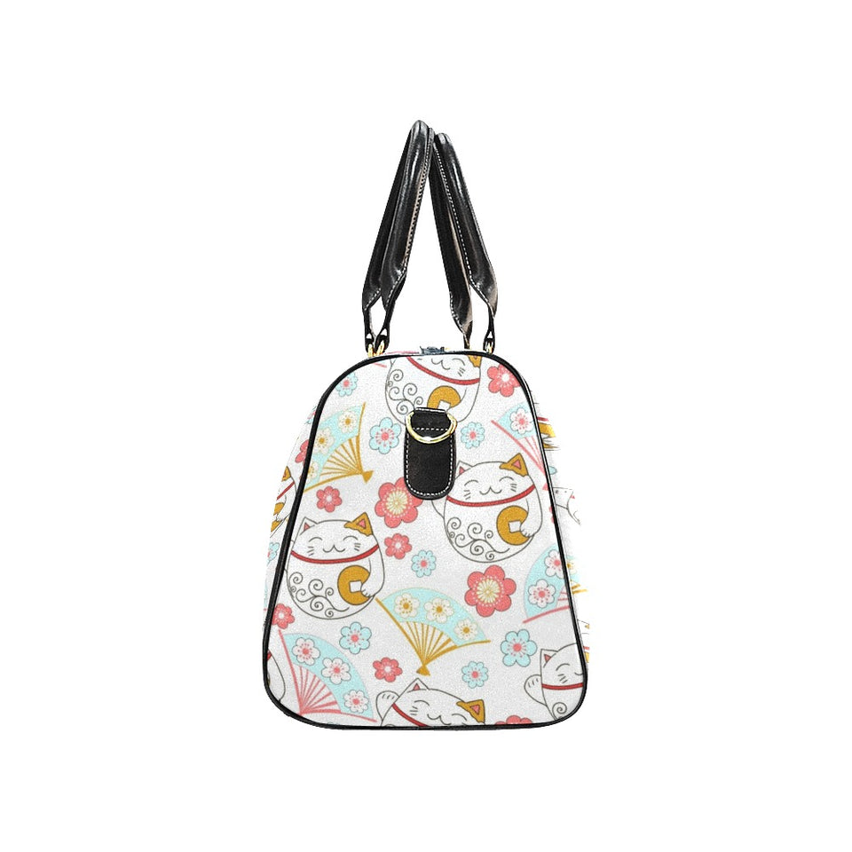 Maneki neko cat fan sakura Travel Bag
