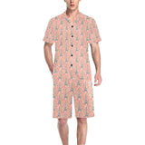 Eiffel Tower Flower Pattern Design 03 Men's V-Neck Short Pajama Set