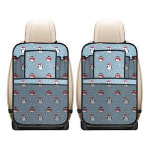 Cute penguin christmas snow pattern Car Seat Back Organizer