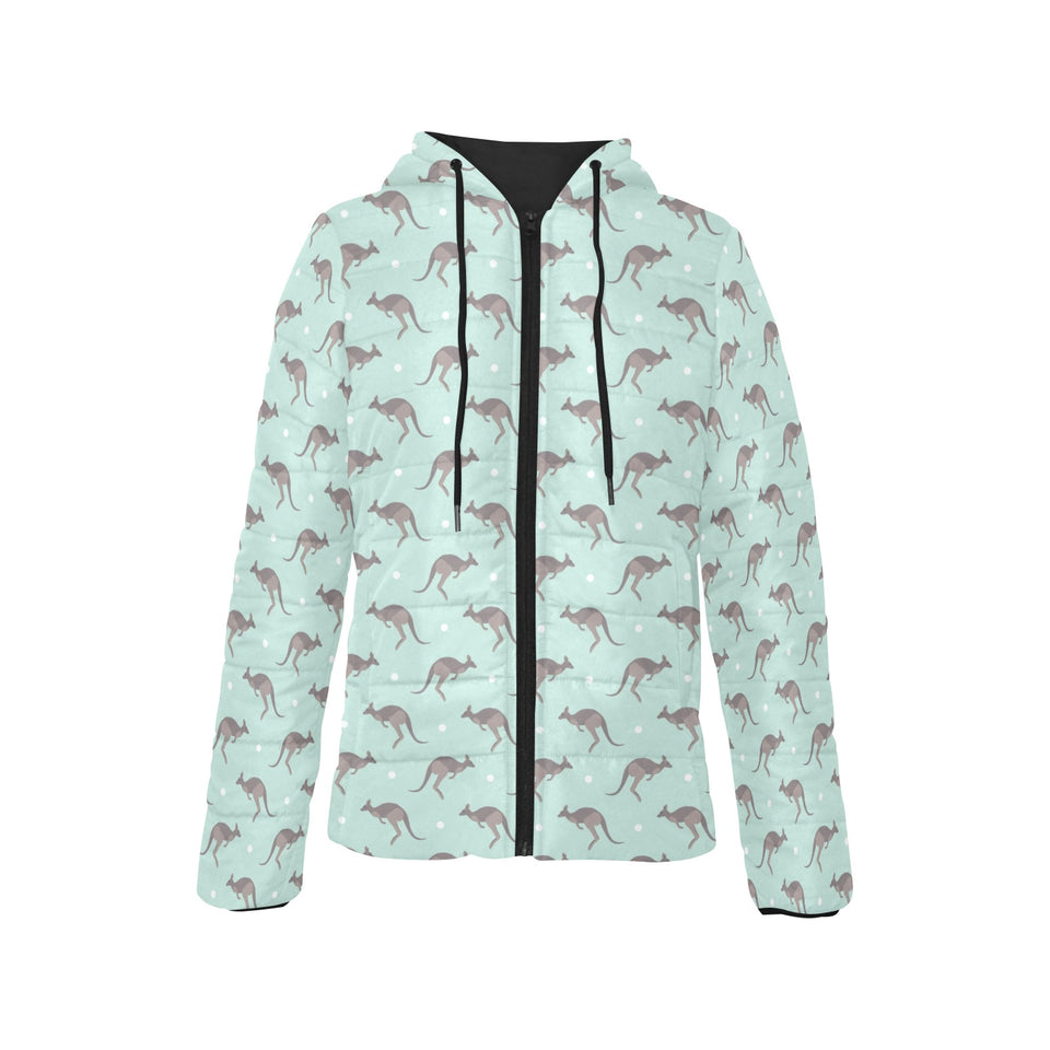 Kangaroo pattern background Women's Padded Hooded Jacket
