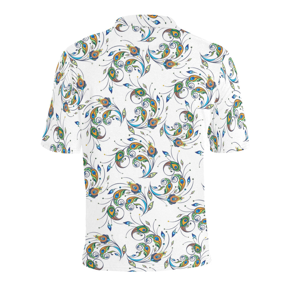 Peacock feather pattern Men's All Over Print Polo Shirt
