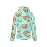 Kiwi blue background Women's Padded Hooded Jacket