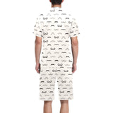Mustache Beard Pattern Print Design 05 Men's V-Neck Short Pajama Set