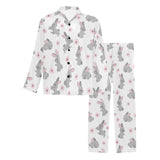 Watercolor cute rabbit pattern Men's Long Pajama Set