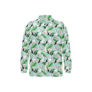 Pelican Pattern Print Design 01 Men's Long Sleeve Polo Shirt