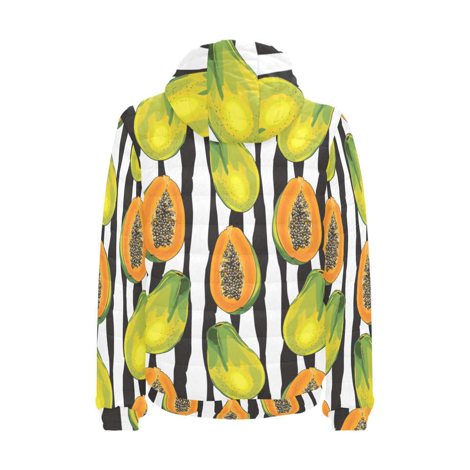 papaya design pattern Men's Padded Hooded Jacket