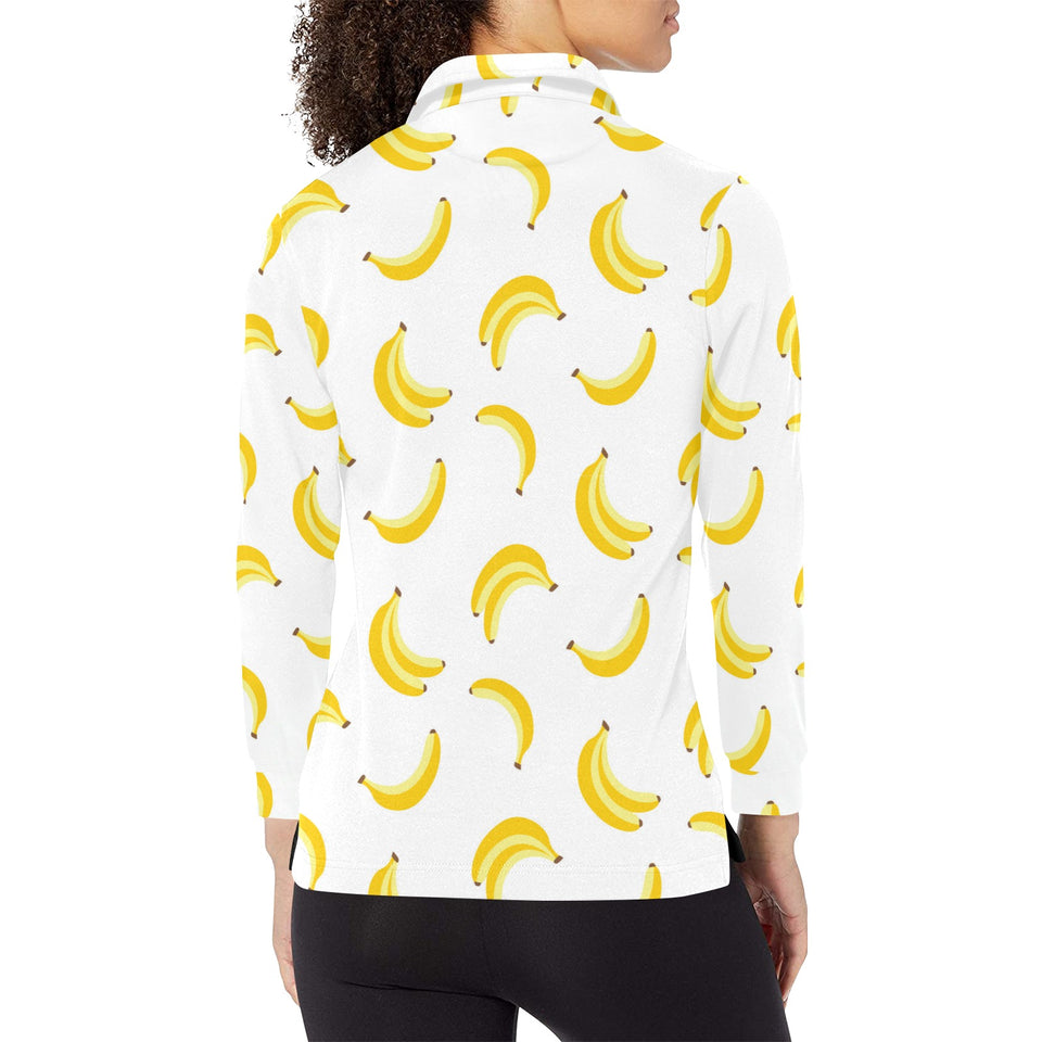 Banana pattern Women's Long Sleeve Polo Shirt
