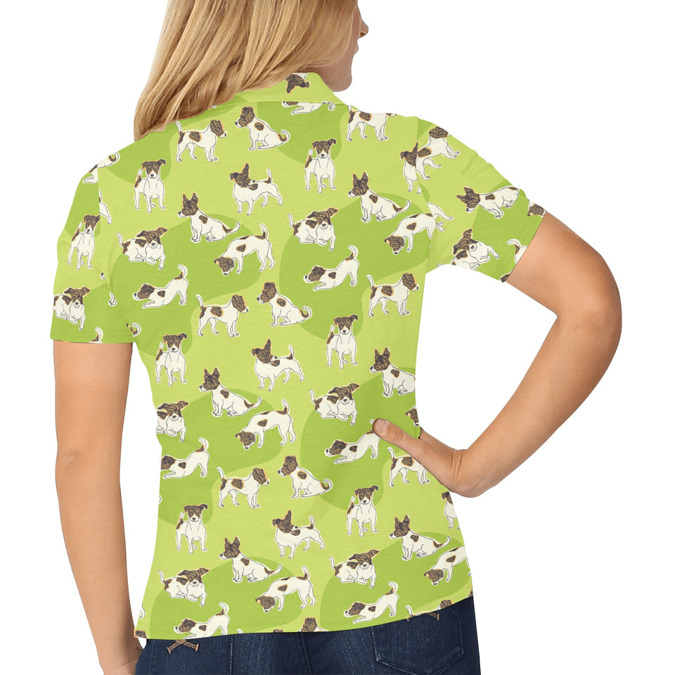 Jack Russel Pattern Print Design 01 Women's All Over Print Polo Shirt