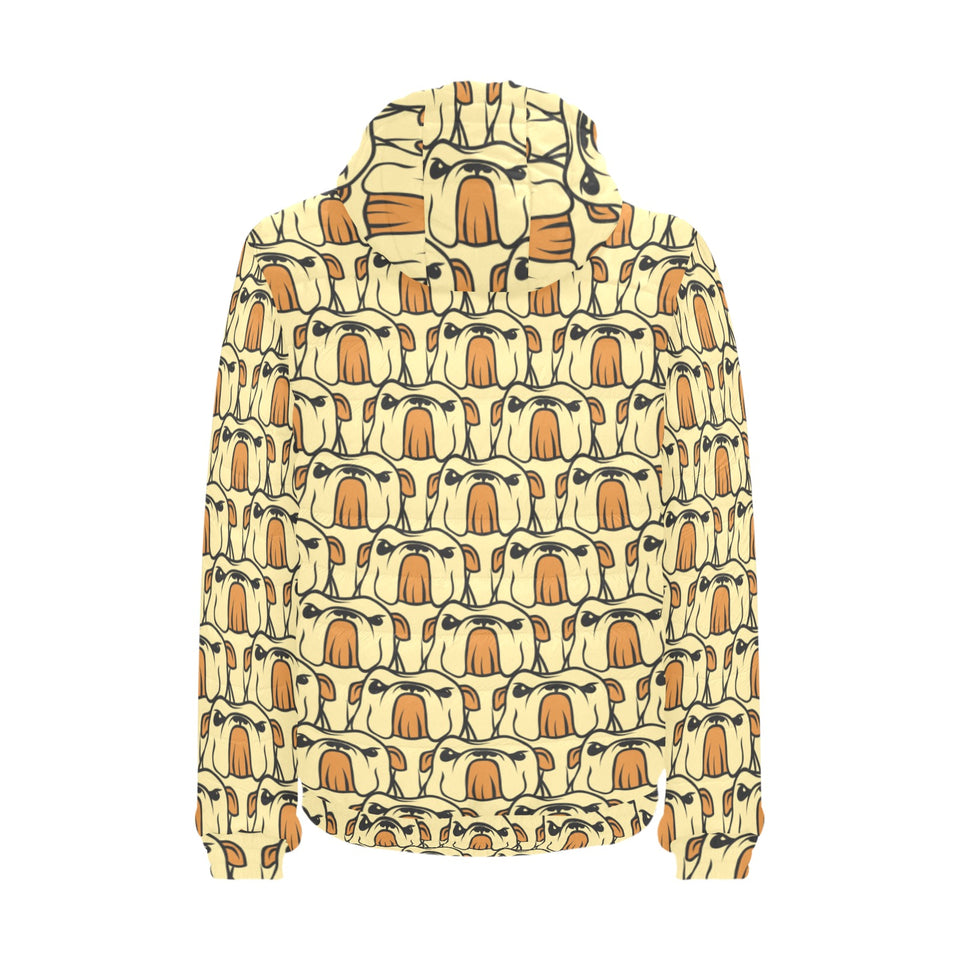 English Bulldog Pattern Print Design 02 Men's Padded Hooded Jacket