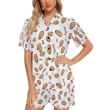 peanuts pattern background Women's V-Neck Short Pajama Set