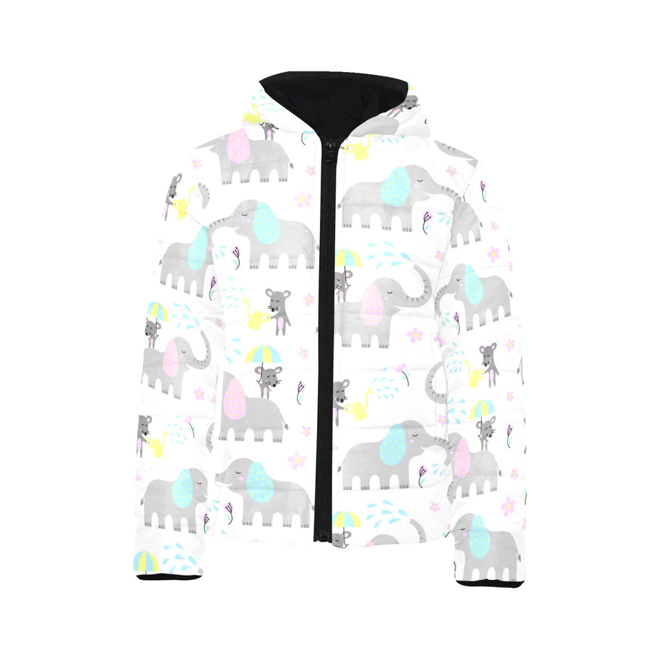 Cute elephant mouse pattern Kids' Boys' Girls' Padded Hooded Jacket