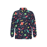 colorful space pattern planet star Men's Long Sleeve Polo Shirt