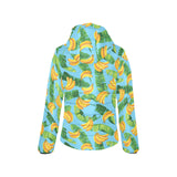 banana leaves banana design pattern Women's Padded Hooded Jacket