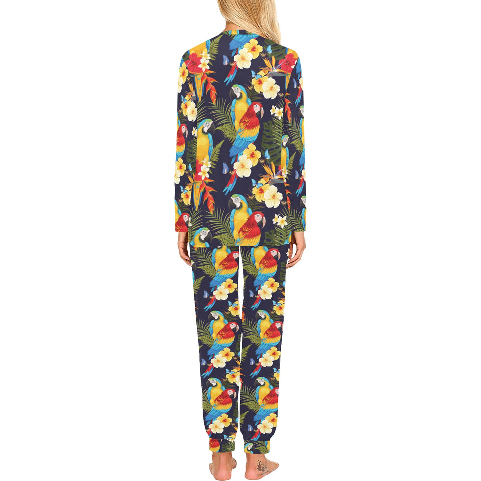 Colorful parrot flower pattern Women's All Over Print Pajama Set