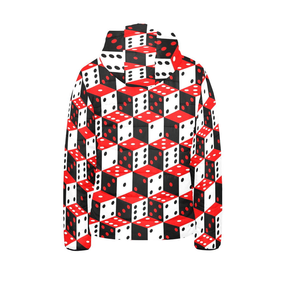 Dice Pattern Print Design 02 Kids' Boys' Girls' Padded Hooded Jacket