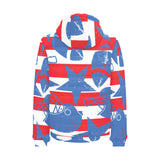 American football ball star stripes pattern Men's Padded Hooded Jacket