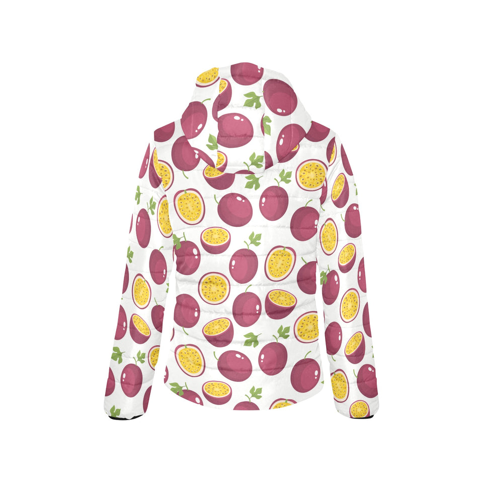 Passion fruit design pattern Women's Padded Hooded Jacket