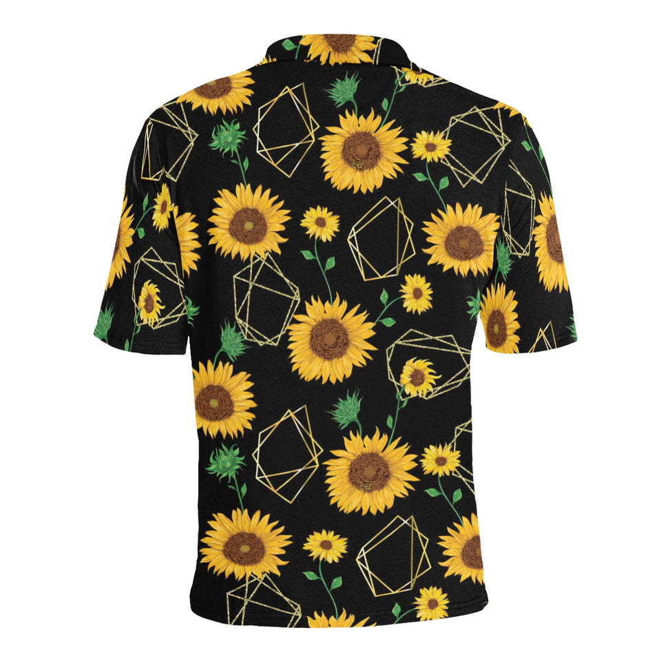 sunflower golden polygonal shapes Men's All Over Print Polo Shirt