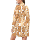 Various cookie pattern Women's Long Sleeve Belted Night Robe